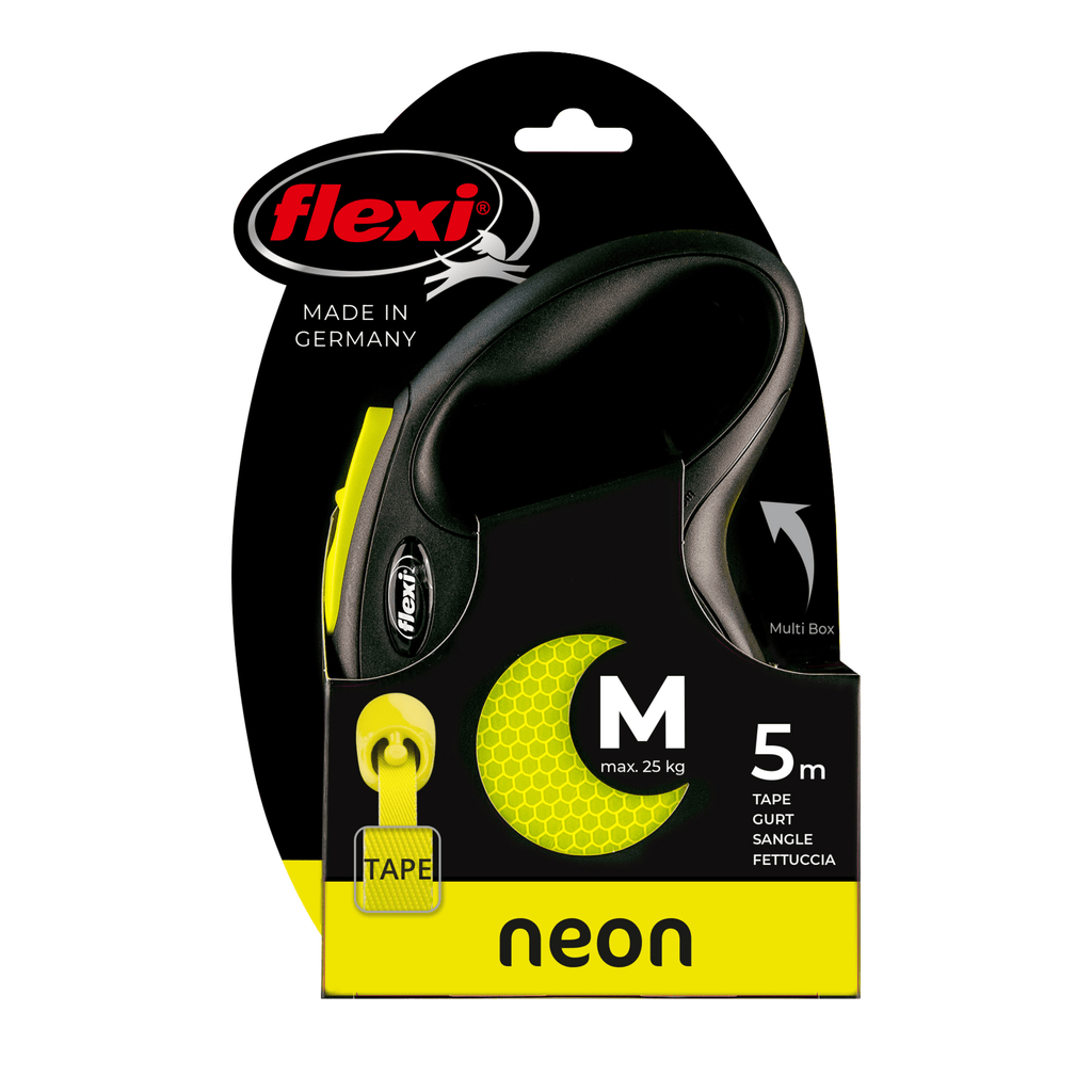 Flexi Retractable Leash New Neon Tape – Fluo Yellow (5 m) - FOR TAILS & WINGS