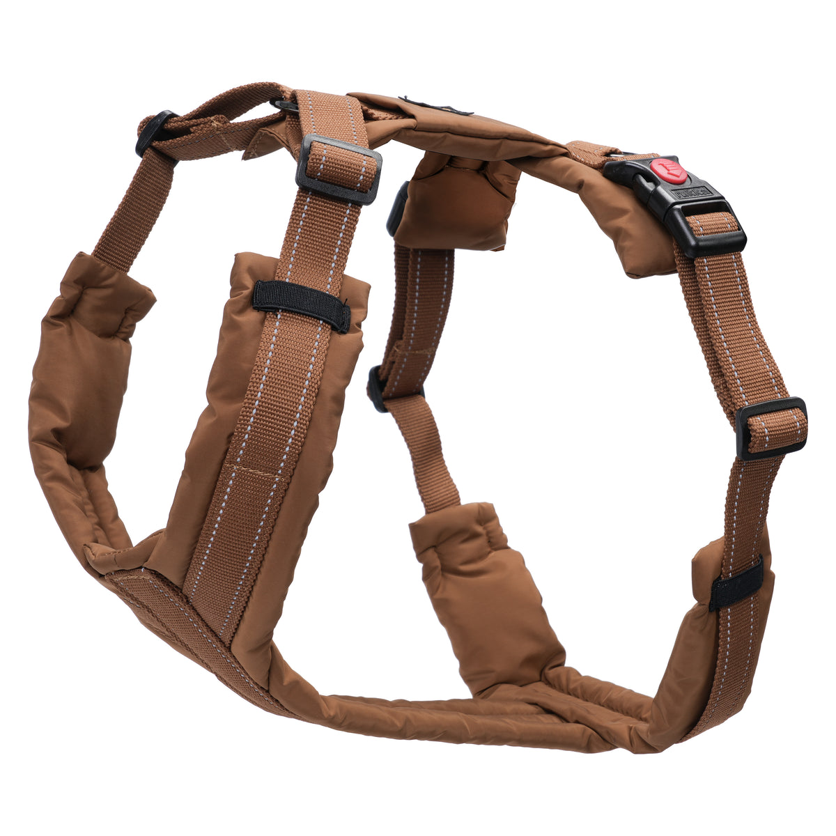 Rukka Pets Puff Harness - tummanruskeat pehmustetut Y-valjaat koiralle