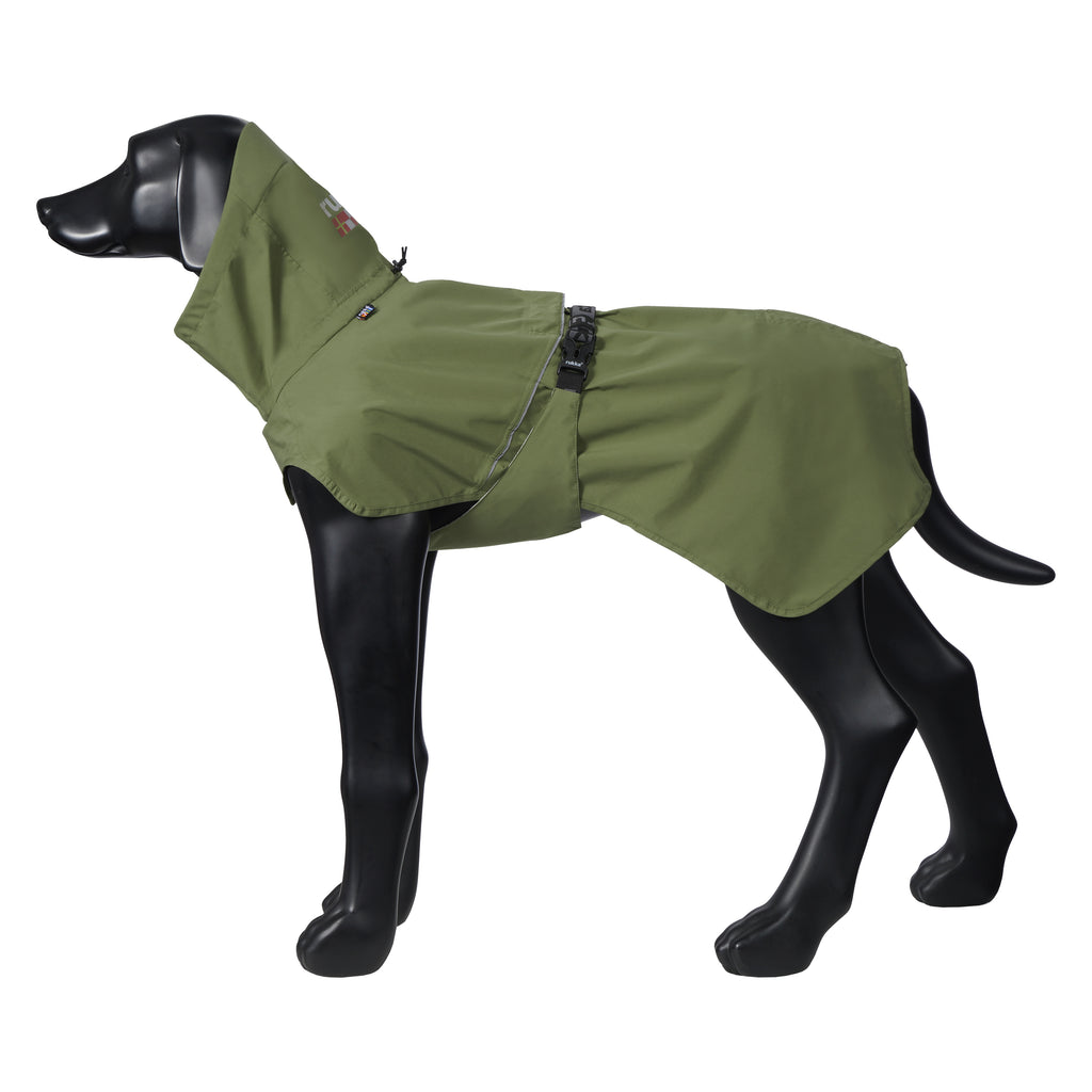Rukka Pets Ripple Raincoat Dark Olive – sadetakki takaviistosta