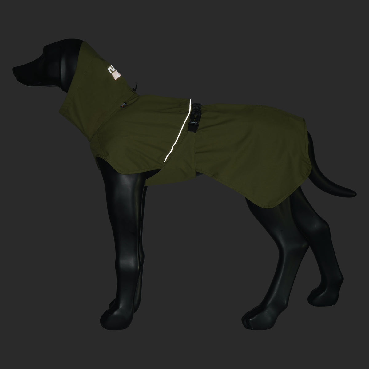 Rukka Pets Ripple Raincoat Dark Olive – sadetakki eri kulmasta