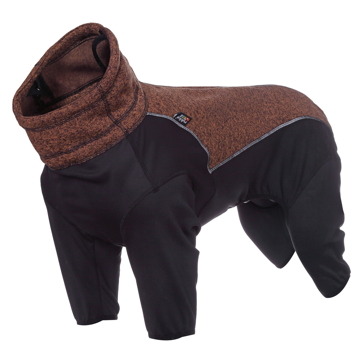 Rukka Pets Subrima technical knit fleece dog overall in Dark Brown – product front view