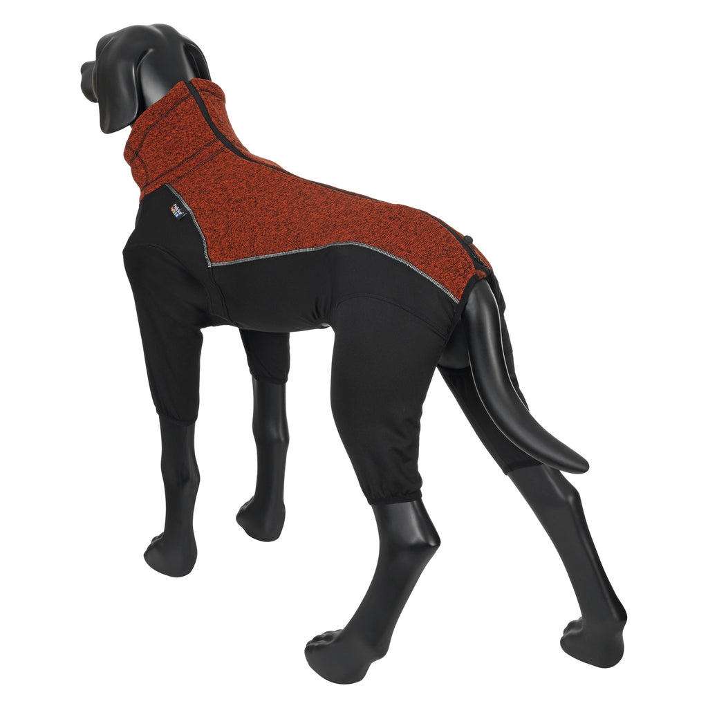 Rukka Pets Subrima technical knit fleece dog overall in Rust – product angle 3