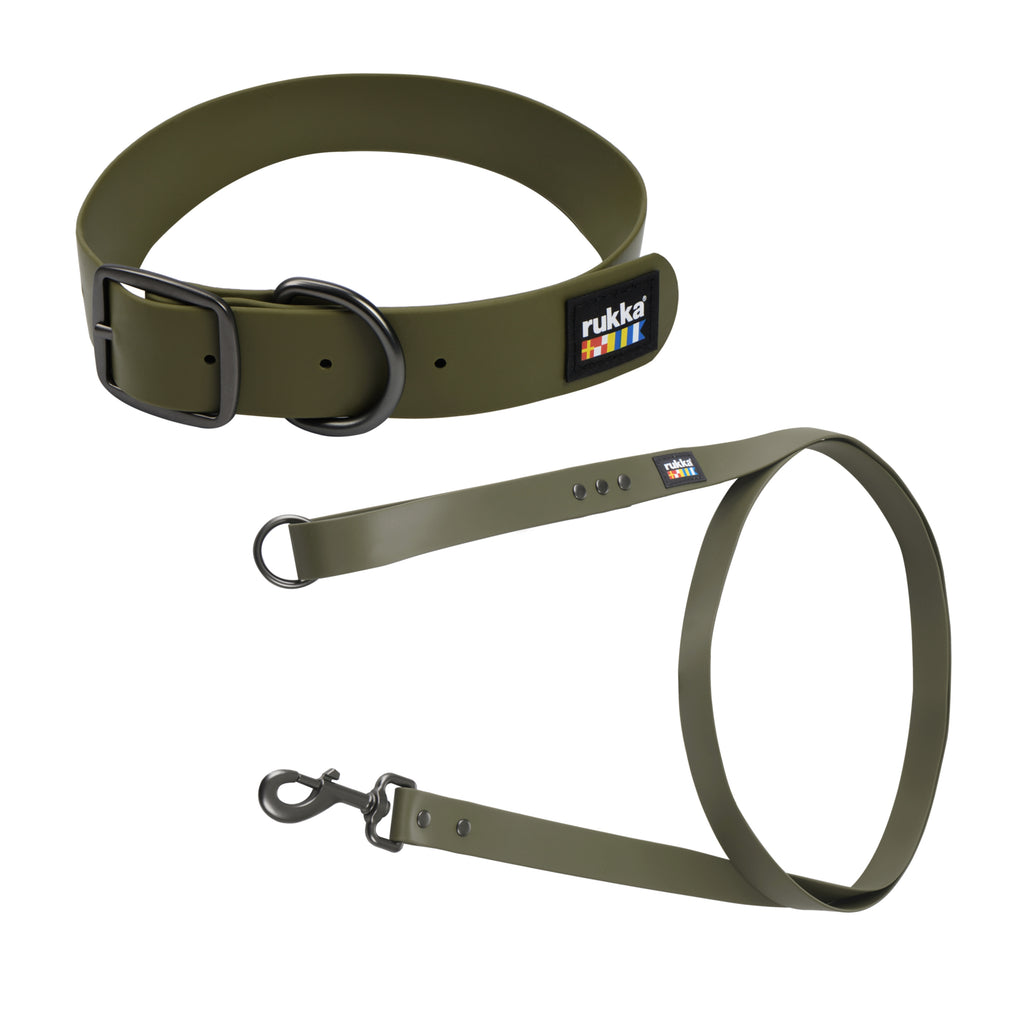 Rukka Pets Collar & Leash Set — Olive - FOR TAILS & WINGS